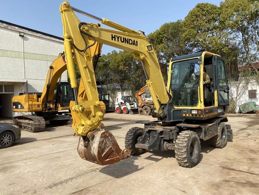 Gebraucht KOREA HYUNDAI R60W-9 Radbagger 6 Tonnen Crawler Digger für Bauprojekte