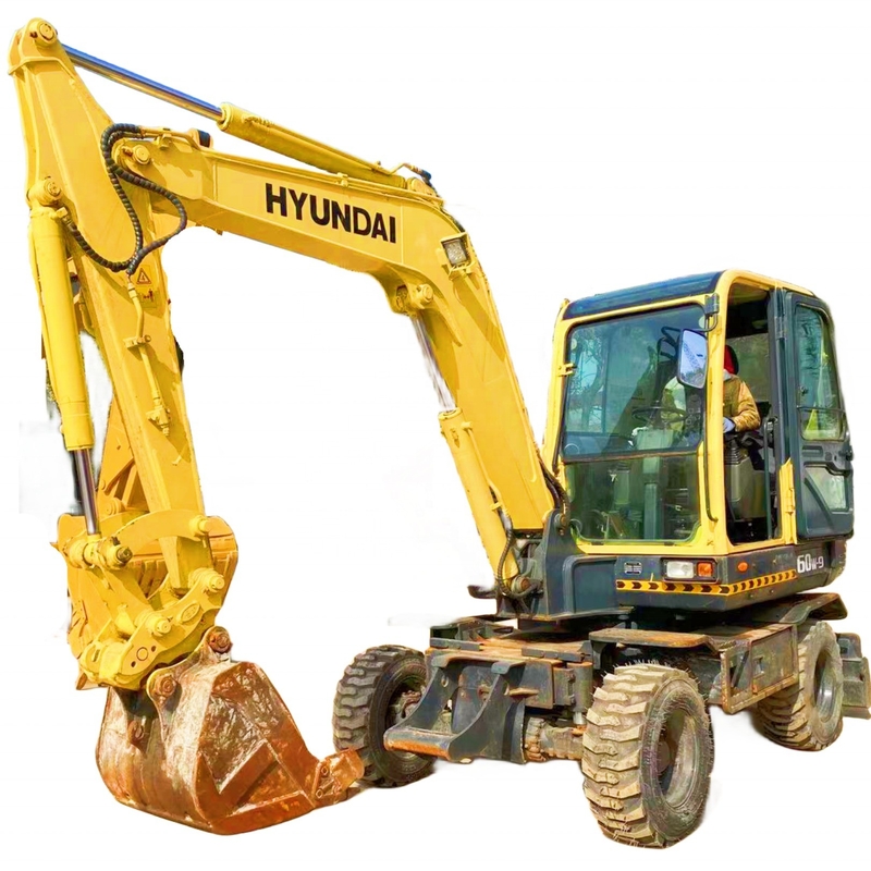 Gebraucht KOREA HYUNDAI R60W-9 Radbagger 6 Tonnen Crawler Digger für Bauprojekte